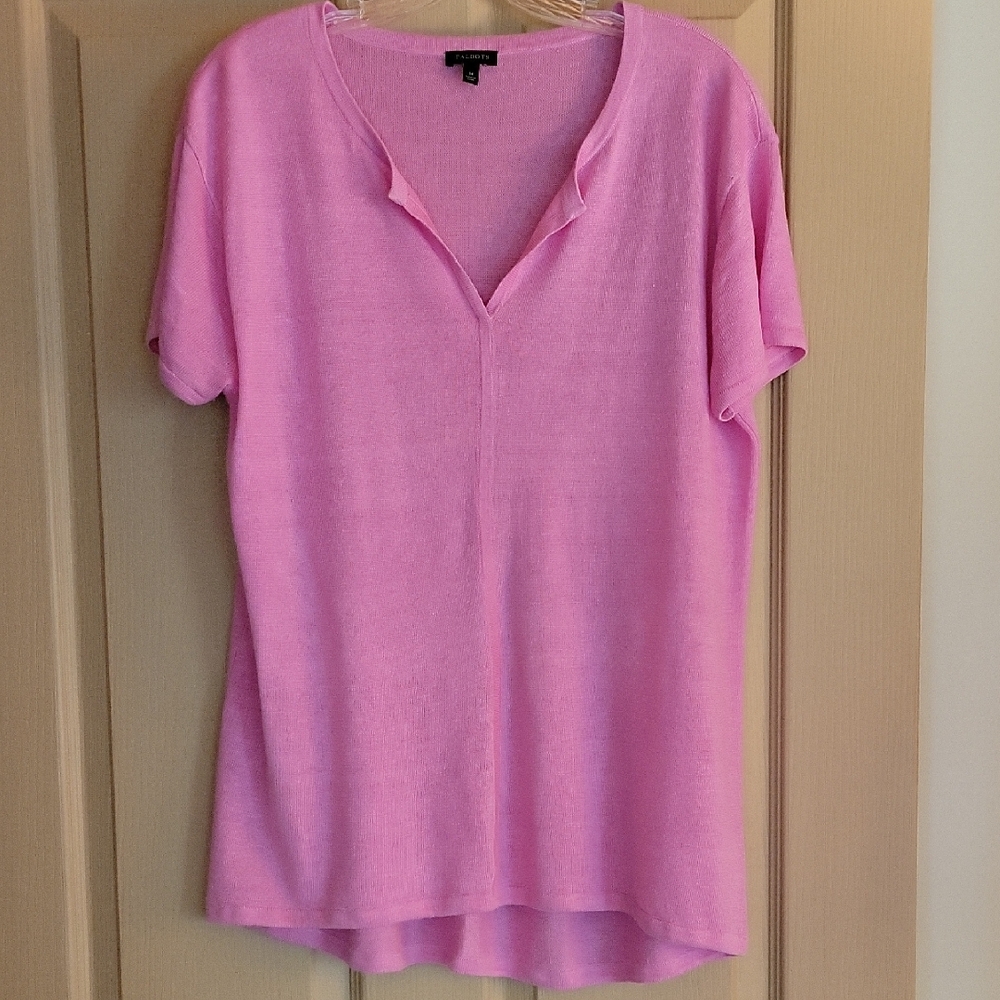 Talbots Soft Pink V-Neck Blouse - Picture 1 of 3